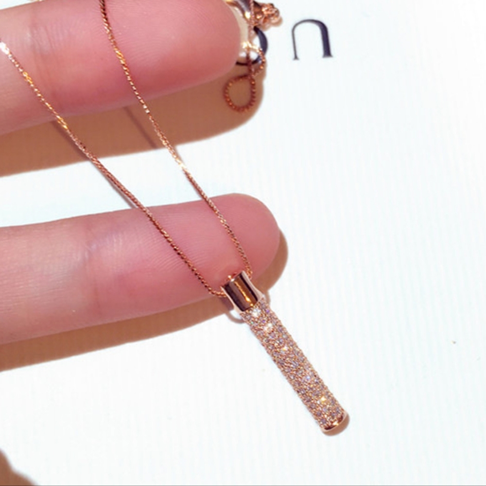 14k Rose gold & sterling sliver diamond necklace - Picture 3 of 10